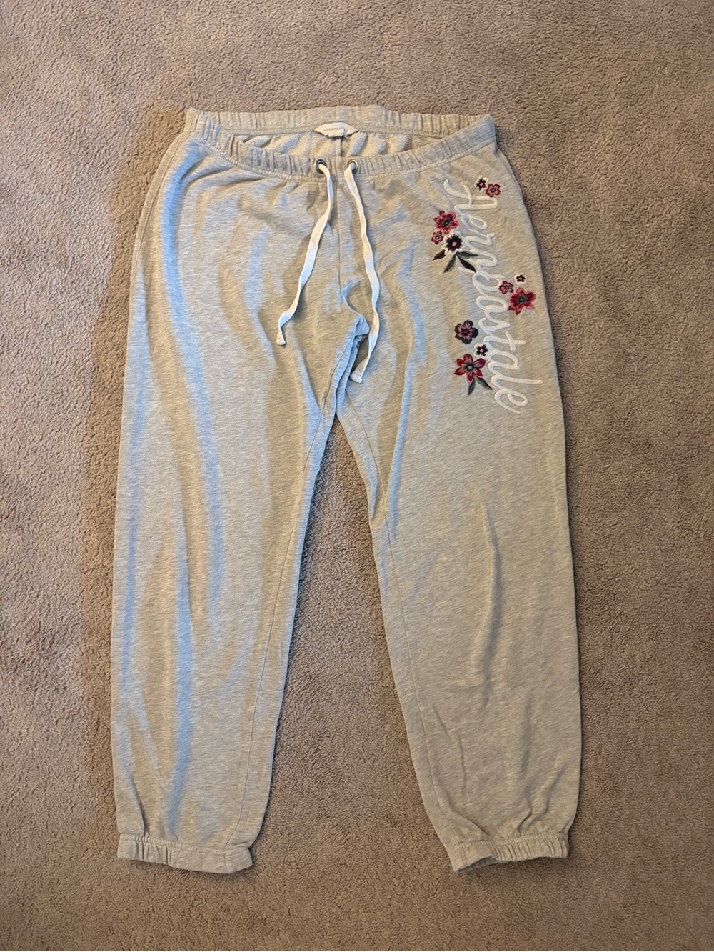 Aeropostale Light Gray Women’s Joggers with Floral Embroidery